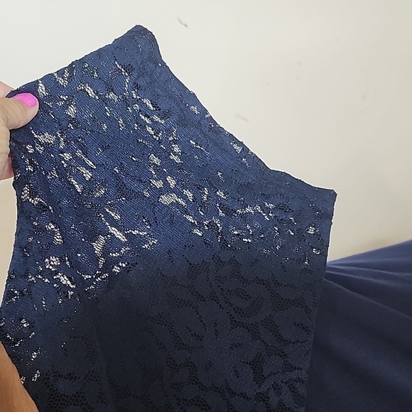 Apt 9 lace overlay navy short sleeve top, size 1X - Picture 4 of 9